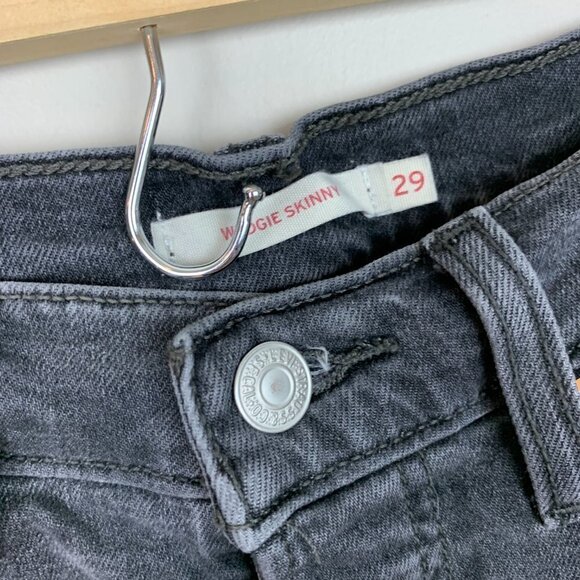 Levi's Wedgie Skinny Button Fly Jeans - Black Wash - Size 29 - Picture 3 of 10